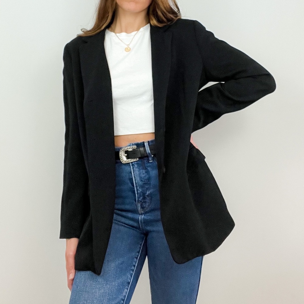 J. Crew Black Wool Blend Blazer Suit Jacket • Size 10